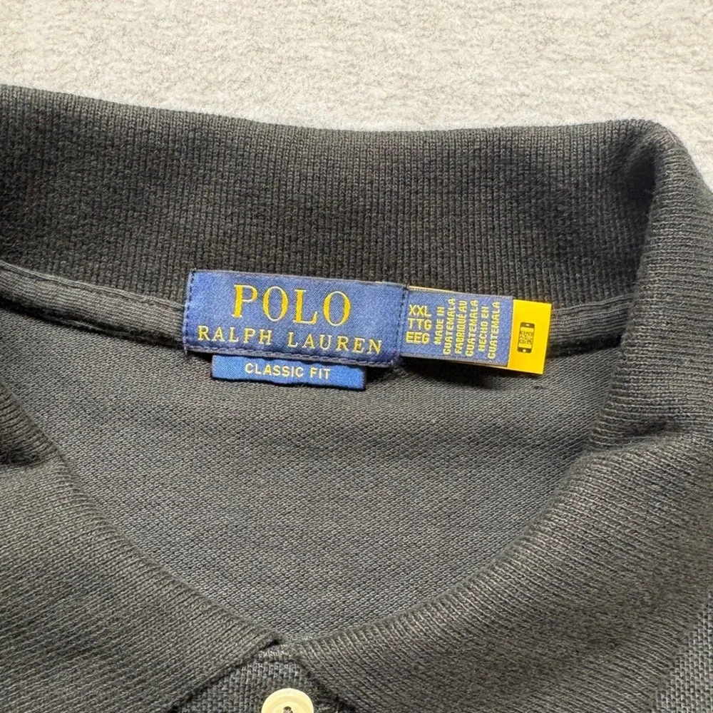 Polo Ralph Lauren Shirt Mens 2XL Black Polo Long Sleeve Classic Fit Red Pony